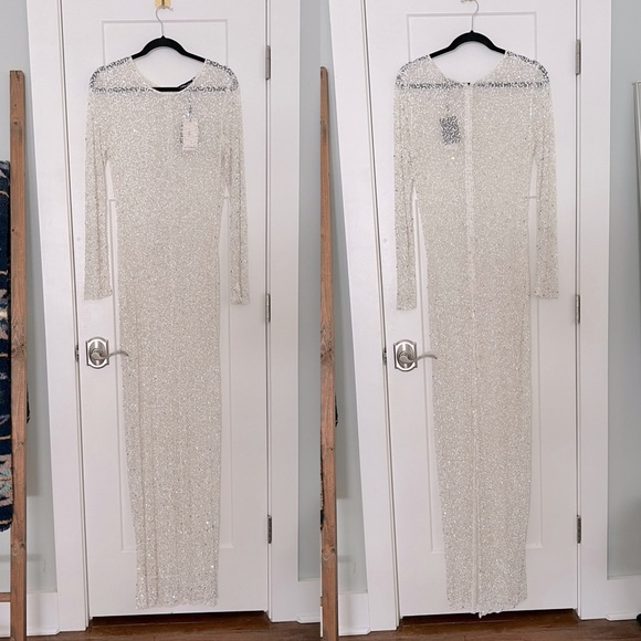 Retrofete Heidi Handmade Sequin Sheer Maxi Dress White NEW with tags - Picture 3 of 11